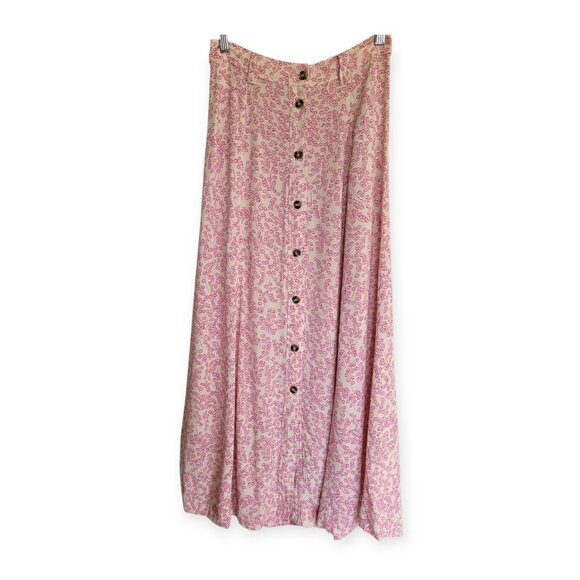 Ganni Boho Romantic Gorgeous 100% Viscose Floral Crepe Midi Skirt size 4 EUC - Picture 7 of 16